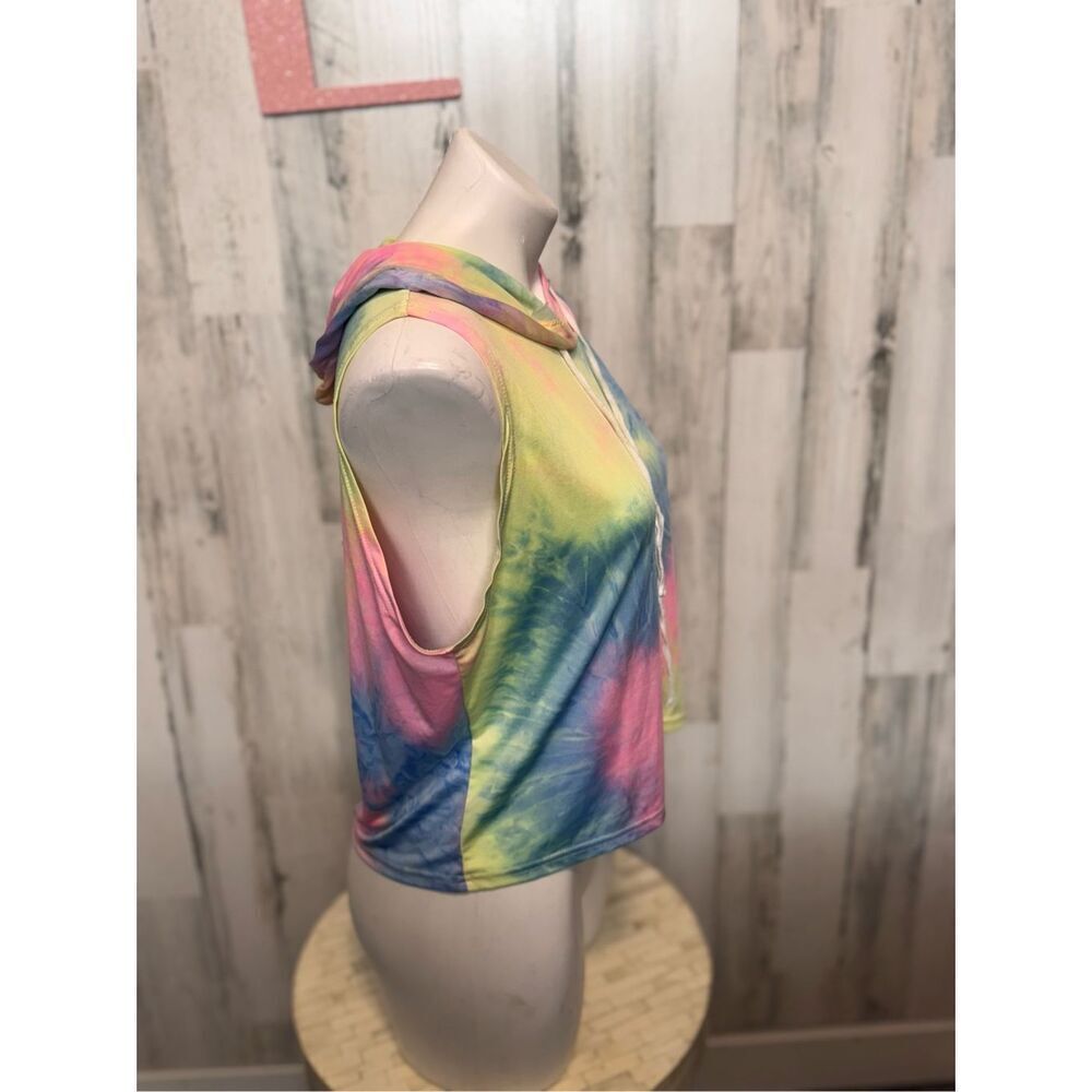 H&M Tie Dye Sleeveless Hoodie Crop Top XL - Picture 6 of 7